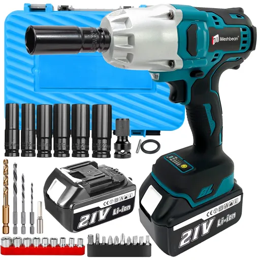 [GJ22277] 21V 1/2" Brushless Cordless High Torque Drill/Driver Impact Wrench 2 Battery 800