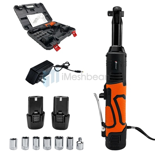 [GJ22283] 3/8 Cordless Electric Ratchet Wrench Kit 45Ft-lbs Impact Ratchet 2 Battery&Socket