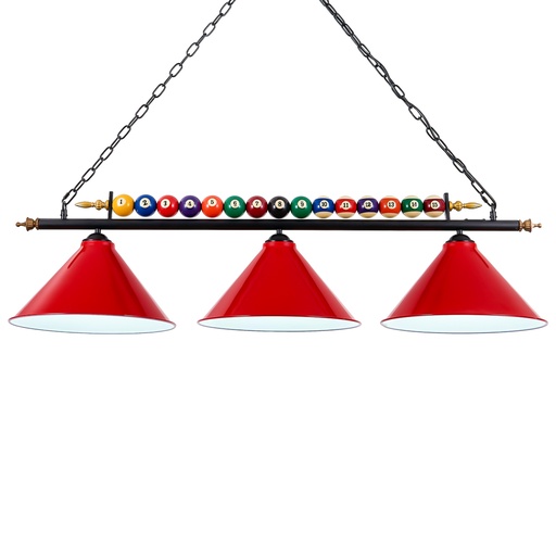 [FW20694A] 47" 3-Light Hanging Pool Table Light Fixture Matte Red Billiard Pendant Lamp Red