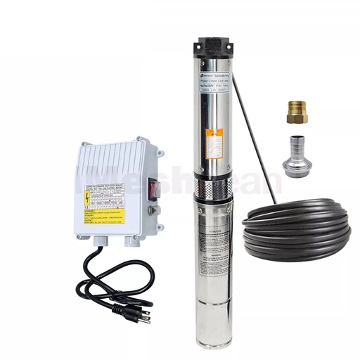 [PU21515A] 1 HP 4" Deep Well Submersible Pump 110V 35GPM 207ft Max 100ft Cord w/Control box