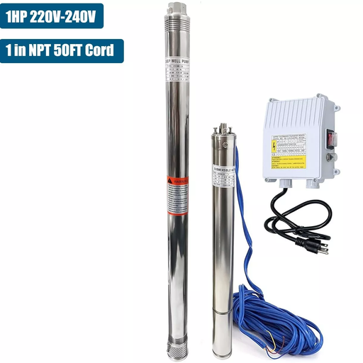[PU22484] 2.5" 1HP Deep Well Submersible Pump 220V 13 GPM 311FT Max 26 Stage 50FT Cord