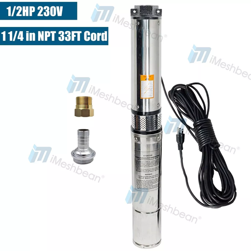 [154-PU003_01] 4" Submersible Pump 1/2 HP Deep Well Pump 220V 60Hz 25 GPM 150 FT Max