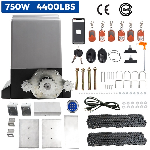 [DL09554A] 4400lbs Automatic Sliding Gate Opener APP Control With 6 Remotes Wireless Keyboard