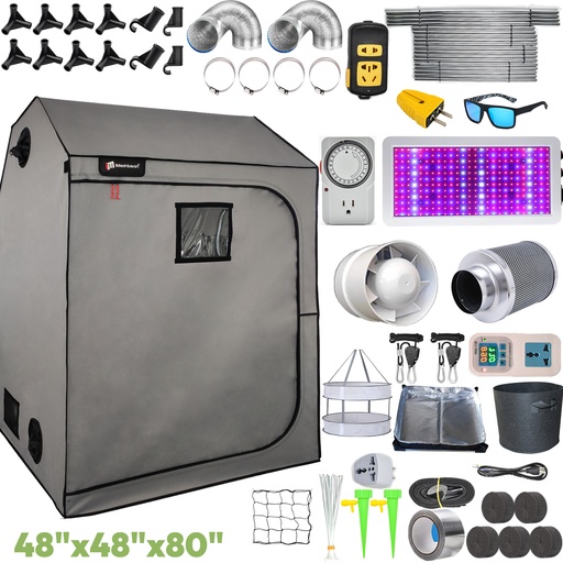 [AG23224-23544] 4 x 4 Grow Tent Kit With LED Lights Complete Roof Grow Kit With Air Filter 48" x 48" x 80"