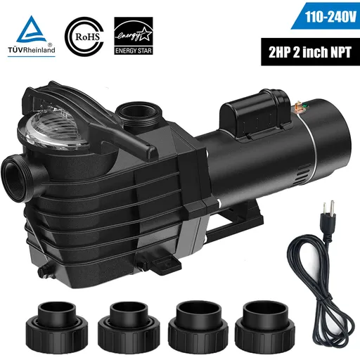 [PU20465] 2HP Inground Swimming Pool Pump 110-240V Dual Voltage 6500GPH 85FT Head Lift 2" NPT Connectors