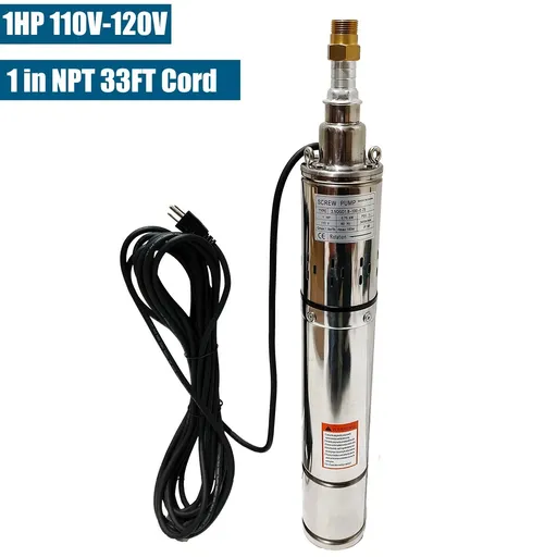 [PU23252] 1 HP 3.5 inch Deep Well Submersible Pump 110V 8GPM 328ft Lift 33ft Cord 1 inch NPT Discharge