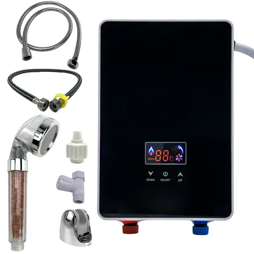 [KY22524] 220V Tankless Electric Water Heater Instant On Demand Electric Boiler Whole House 6500W