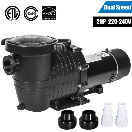 [PU20467A] 2 HP 2 Speed Swimming Pool Pump 220-240V 5520GPH 79FT Head Lift With Strainer Basket 1.5" NPT Connectors