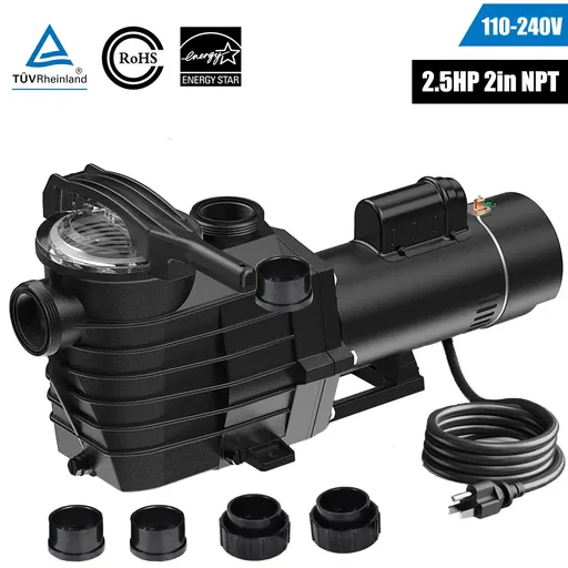 [PU20464B] 2.5HP Inground Swimming Pool Pump 115-230V Dual Voltge 9000GPH 98FT Head Lift With Strainer Basket 2" NPT Connectors