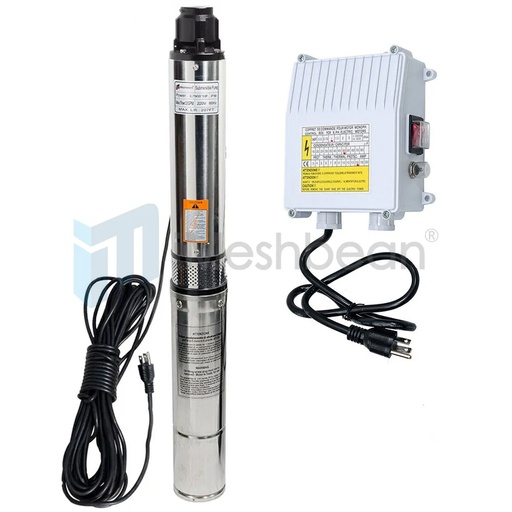 [PU09410C] 1HP 4" Deep Well Submersible Pump, 207' 33GPM 110V Stainless Steel w/Control Box