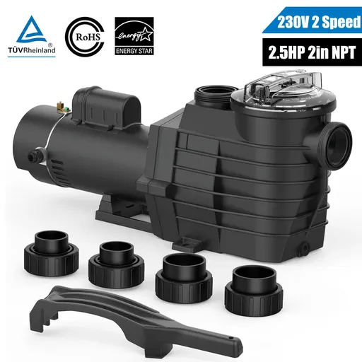 [PU08146] 2.5HP 2 Speed Inground Swimming Pool Pump 220-240V 9000/4140GPH 98FT Head Lift 2in/1.5in Universal NPT Connectors