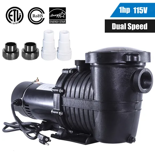 [PU06761] 1 HP 2 Speed Swimming Pool Pump 110-120V 4800/2100GPH 52FT Head Lift 1.5" NPT Connectors