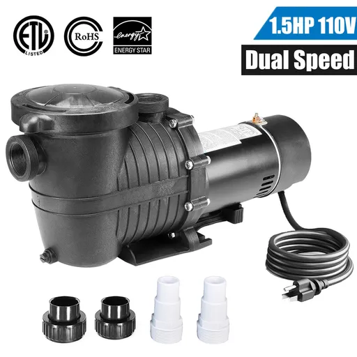 [PU06760] 1.5HP 2 Speed Inground Swimming Pool Pump 110-120V 5160GPH 59FT Head Lift 1.5" NPT Connectors