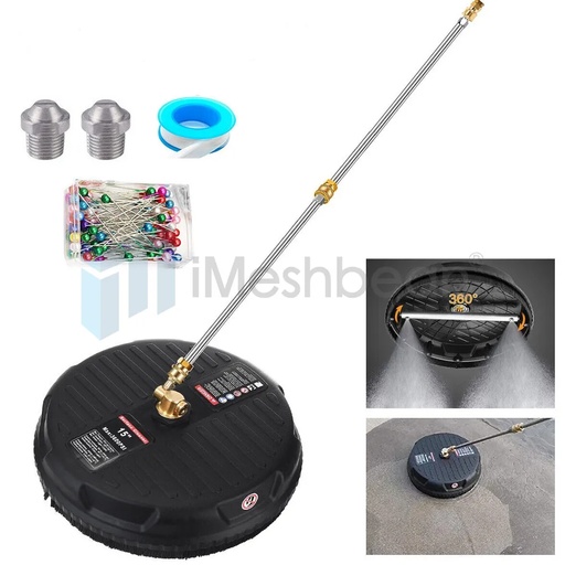 [PQ07430] 15" Pressure Washer Surface Cleaner w/ 2 Extension Wand& Quick Connect 3600 PSI