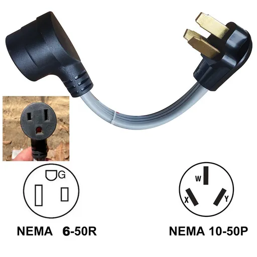 [PC07613] New Female 6-50R 4-Prong Receptacle to OLD Male 10-50P 3-Pin Plug Stove Adapter