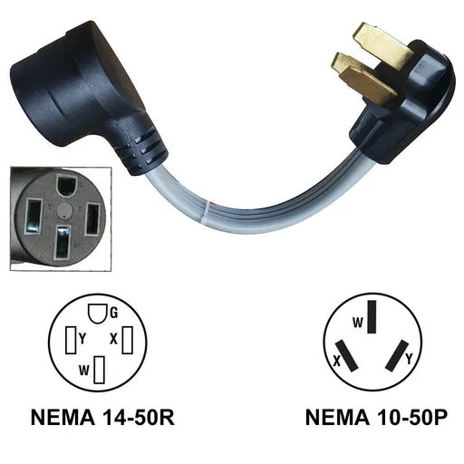 [PC06996] Female 14-50R 4 Prong Receptacle to Old Male 10-50P 3-Pin Plug Stove Adapter