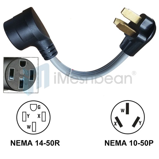 [PC06996] Female 14-50R 4 Prong Receptacle to Old Male 10-50P 3-Pin Plug Stove Adapter