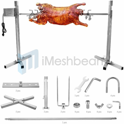 [KZ07592] 70KGF Electric Stainless Steel Rotisserie System Tripod BBQ Grill Motor 15W