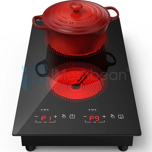 [KZ09700] Electric Induction Cooktop 2 Burner Ceramic Glass Stove Top Touch Control 220V