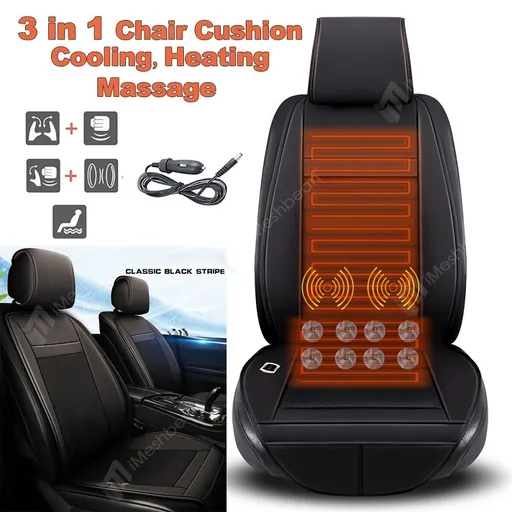 [NF20065] Massage 3 In1 Car Seat Cushion Cooling Warm Heated Chair Cover W/ 8 Fan 12V