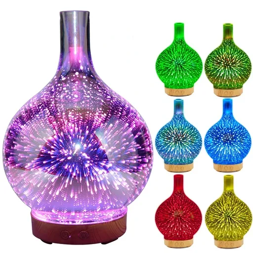 [HU06109] iMeshbean LED Diffuser Humidifier 3D Glass Firework Colorful Aromatherapy Essential Oil