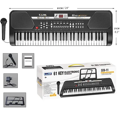 [KD06227-06230] 61 Key Music Electronic Keyboard Electric Digital Piano Organ with Stand Xmas Black
