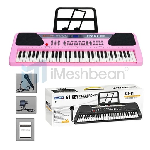 [KD06226-06230] 61 Key Music Electronic Keyboard Electric Digital Piano Organ with Stand Pink Xmas Gift, Pink
