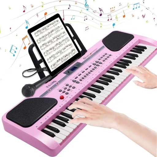 [KD06226] 61 Key Music Electronic Keyboard Electric Digital Piano Organ Xmas Gift, Pink