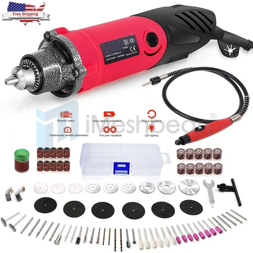 [GJ07720] 32000RPM 110V Variable Speed Rotary Multi-Tool Kit+82 Accessories 6 Speed Grinder