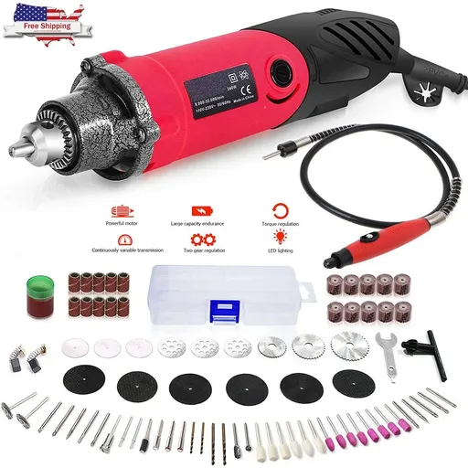 [GJ07720] 32000RPM 110V Variable Speed Rotary Multi-Tool Kit+82 Accessories 6 Speed Grinder
