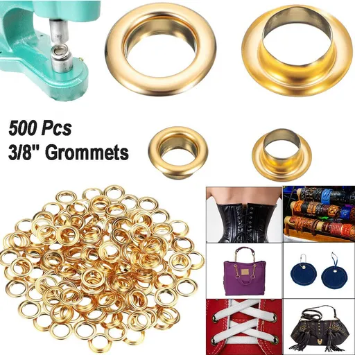 [KR08273] 500 Grommet Kit 3/8" Inside Diameter Grommet Setting Tool Metal Eyelets +Washer