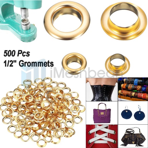 [KR08274] 500 Grommet Kit 1/2" Inside Diameter Grommet Setting Tool Metal Eyelets +Washer