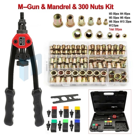 [KR06657-GJ08114] Rivet Gun Kit Rivnut Thread Setting Tools Nut Setter Tool NutSert Metal Working