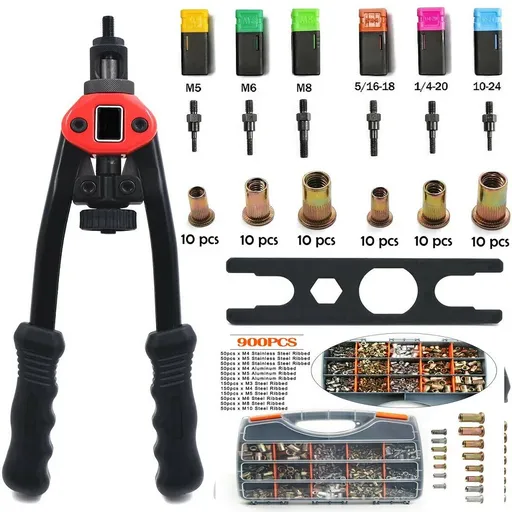 [KR06654-KR06653] 960pcs Rivet Gun Kit Rivnut Thread Setting Tool Nut Setter NutSert Metric & SAE