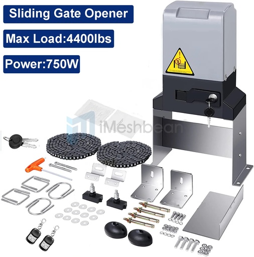 [DL09305] 750W 4400lbs Automatic Sliding Gate Opener Remote Control With 20FT Heavy Duty Chain