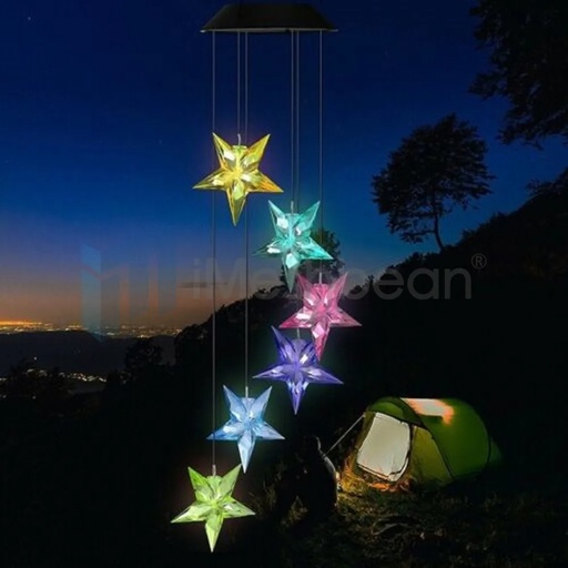 [FW07456] Star LED Color-Changing Power Solar Wind Chimes Yard Home Garden Decor