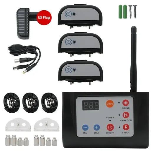 [DT09578] Wireless Electric Dog Fence Pet Containment System 3 Shock Collars Dog Boundary
