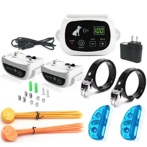 [DT07802] Wireless Dog Fence Pet Containment System Waterproof Training Collars for 2 Dogs