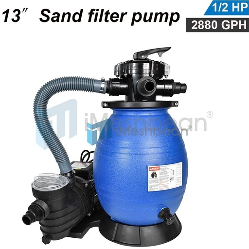 [VZ09924] 2880GPH 13" Sand Filter Above Ground 1/2HP Swimming Pool Pump intex compatible