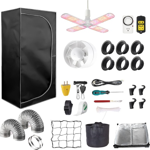 [AG08878] 2 x 2 Grow Tent Kit With LED Lights Complete Grow Kit With Full Spectrum Grow Light 24"x 24"x 48"