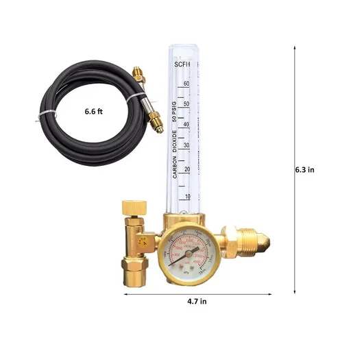 [XZ09168] CGA-580 Argon CO2 Mig Tig Flow Meter Regulator Welding Flowmeter 4000PSI w/ Hose