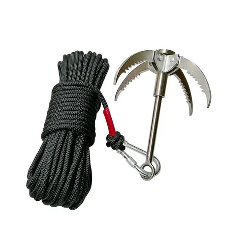 [ZT20373] Grappling Hook Folding Survival Claw Multifunctional Stainless Steel w/66ft Rope