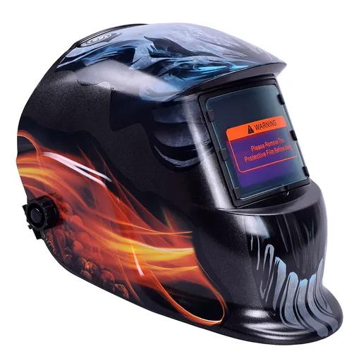 [105-1057] Glowing Eye Designed Solar Powered Auto Darkening Welding Helmet Adjustable 4/9-13 Range