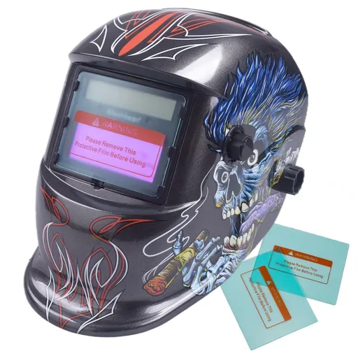 [105-1059] Eye of Dinosaur Designed Solar Powered Auto Darkening Welding Helmet Adjustable 4/9-13 Range