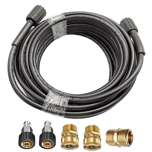 [GS09844B] 25ft Pressure Washer Hose 5800 PSI With Couplers M22-14mm to 3/8" Quick Connects