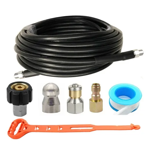[GS07303A] Sewer Jetter Kit for Pressure Washer 100FT 1/4" M-NPT 5800PSI Drain Cleaner Hose