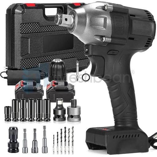 [GJ09368] 800Nm Cordless Brushless Electric Impact Wrench Gun 1/2'' Driver w/ 2 Batteries