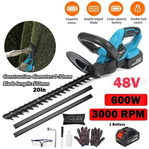 [GJ20652] 48V Cordless Electric Hedge Trimmer, 20-Inch Blade,Pruning Shears Grass Trimmer