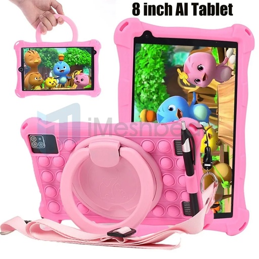 [QZ20876] 8 Inch Android 9 Octa-core HD AI Tablet Computer PC Wifi Bundle Case 64G w/Strap