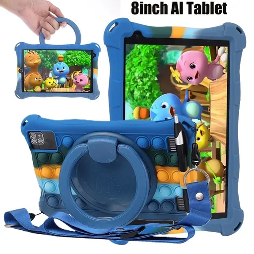 [QZ20877] 8 Inch Android 9 Octa-core HD AI Tablet Computer PC Wifi Bundle Case 64G w/Strap